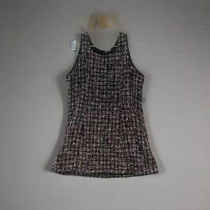 Festive Tweed Fringe Trim Sheath Dress Multi Color Sleeveless mini Size Xl